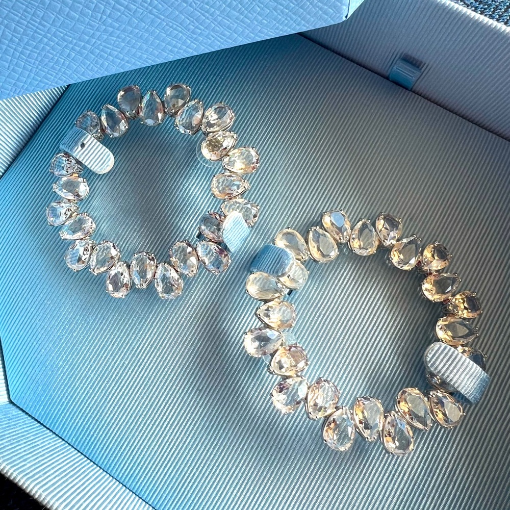 Swarovski Millenia Hoop Earrings Pear Cut, Large, White, Rhodium Plated